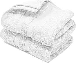 Hand Towels 600gsm ZERO TWIST Cotton Highly Absorbent & Quick Dry Luxury Hotel Quality Luxe Collection Fade Resistant 50x80cm (Snow White, Pack Of 2)