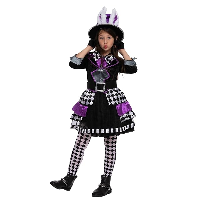 Foto 4 de 7 de Spooktacular Creations Child Girl Dark Mad Hatter Disfraz para Halloween (grande (10-12 años))