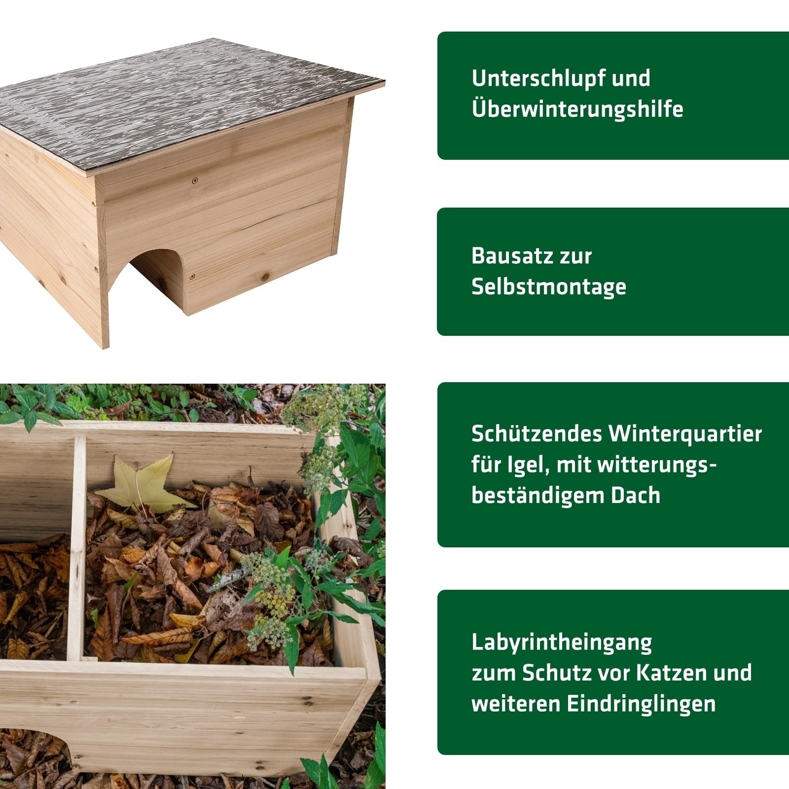 Gardigo Igelhaus Igelhütte Winterquartier mit Labyrinth-Eingang, für Igel