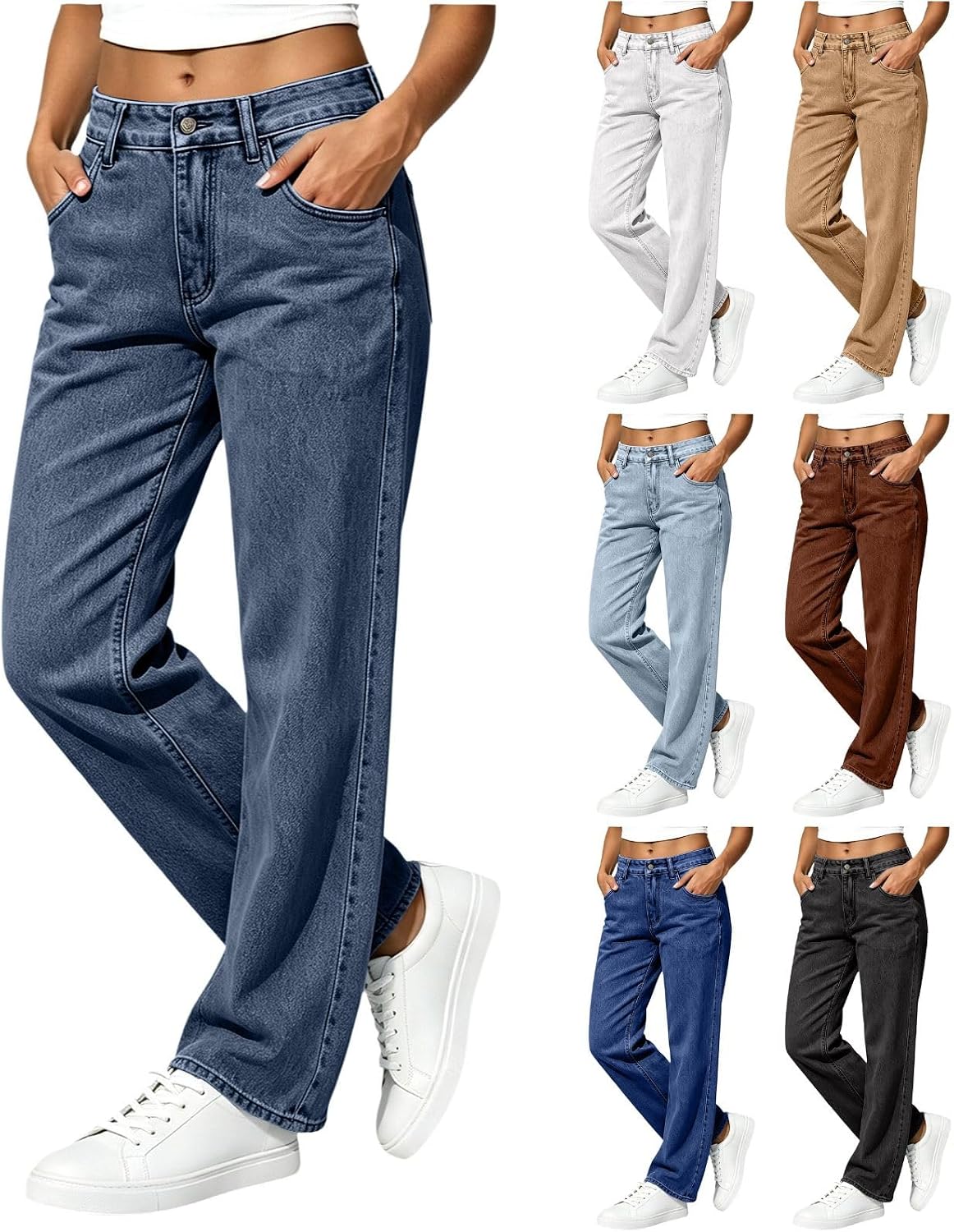Baggy Jeans Women Straight Wide Leg Y2k Plus Size Boyfriend Denim Pants