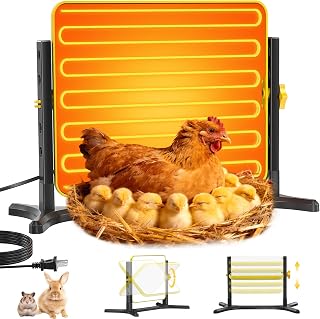 Brooder Plate for Chicks, 50–158℉ Chick Heat Plate with Smart Thermostat, UL Certified Radiant Heating Panel Brooder Heater, 5 Adjustable Heights & 360° Angle for Poultry Brooding & Chicken Coop Use