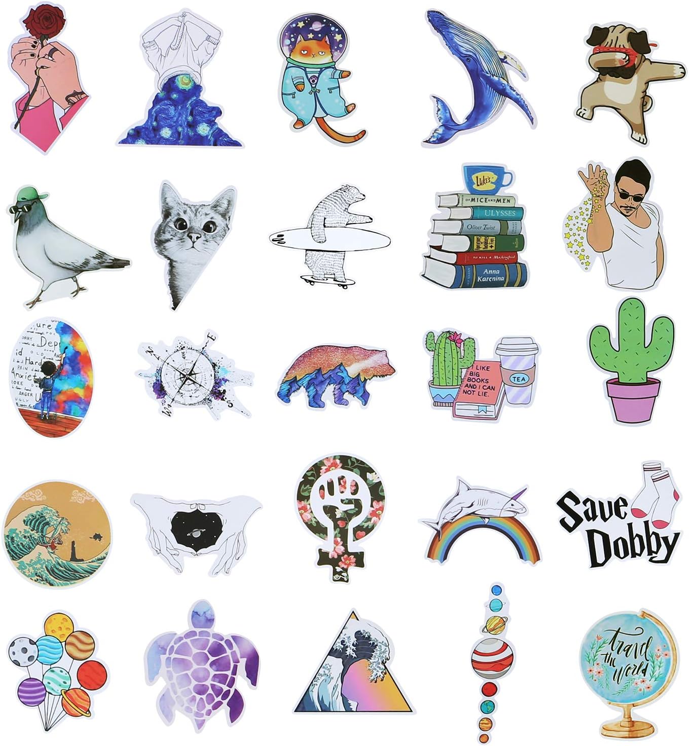 Cute VSCO Stickers for Water Bottles, 103 Pack Trendy Waterproof Water Bottle Stickers Laptop Stickers for Teen Girls Kids Computer Guitar Skate Skateboards Stickers Popular Element Decals