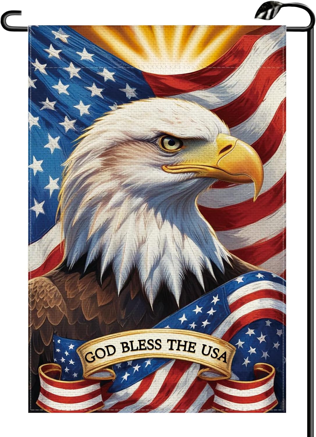 Patriotic 4th of July Garden Flag 12x18 Inch Double Sided for Outside Eagle Wreath Stars and Stripes Independence Day Memorial Day Yard Outdoor Flag MG02 image 2