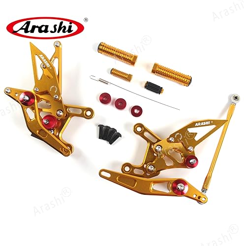 Miniatura 4 de Arashi (Versión 2.0) Recambios ajustables para Yamaha YZF R1 2009-2014 Accesorios de motocicleta Piezas Piernas Reposapiés trasero Set YZF-R1 Oro