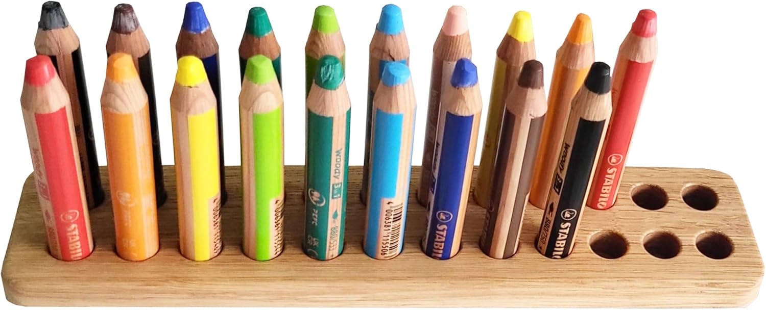 Pencil holder for Stabilo woody gift for kids wooden desk organization Montessori crayon organizer homeschool supplies PENCILS NOT INCLUDED (holder for 24 Pencils)