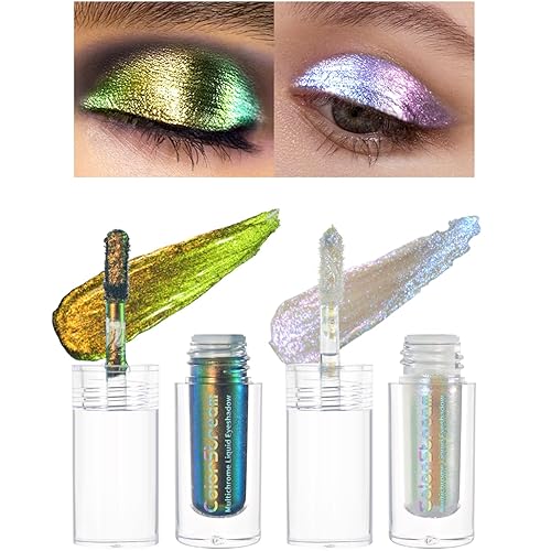Miniatura 1 de CHARMACY Sombra de ojos líquida duocromática de 2 colores, aspecto de ojos multidimensional, juegos de sombras de ojos con purpurina de larga