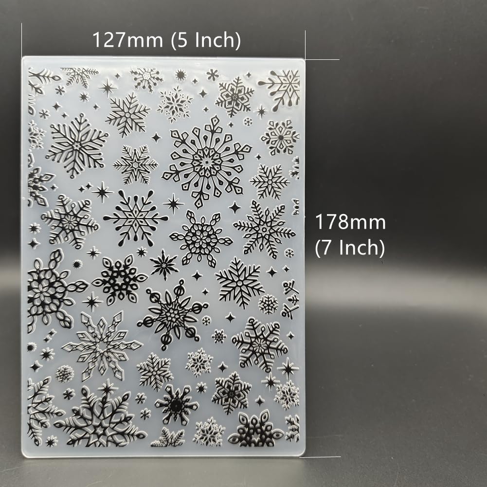 Plastic Embossing Folder 5x7 Inch Christmas Snowflake Details Pattern Paper Crafts Plastic Textured Impressions for Card Making Scrapbooking