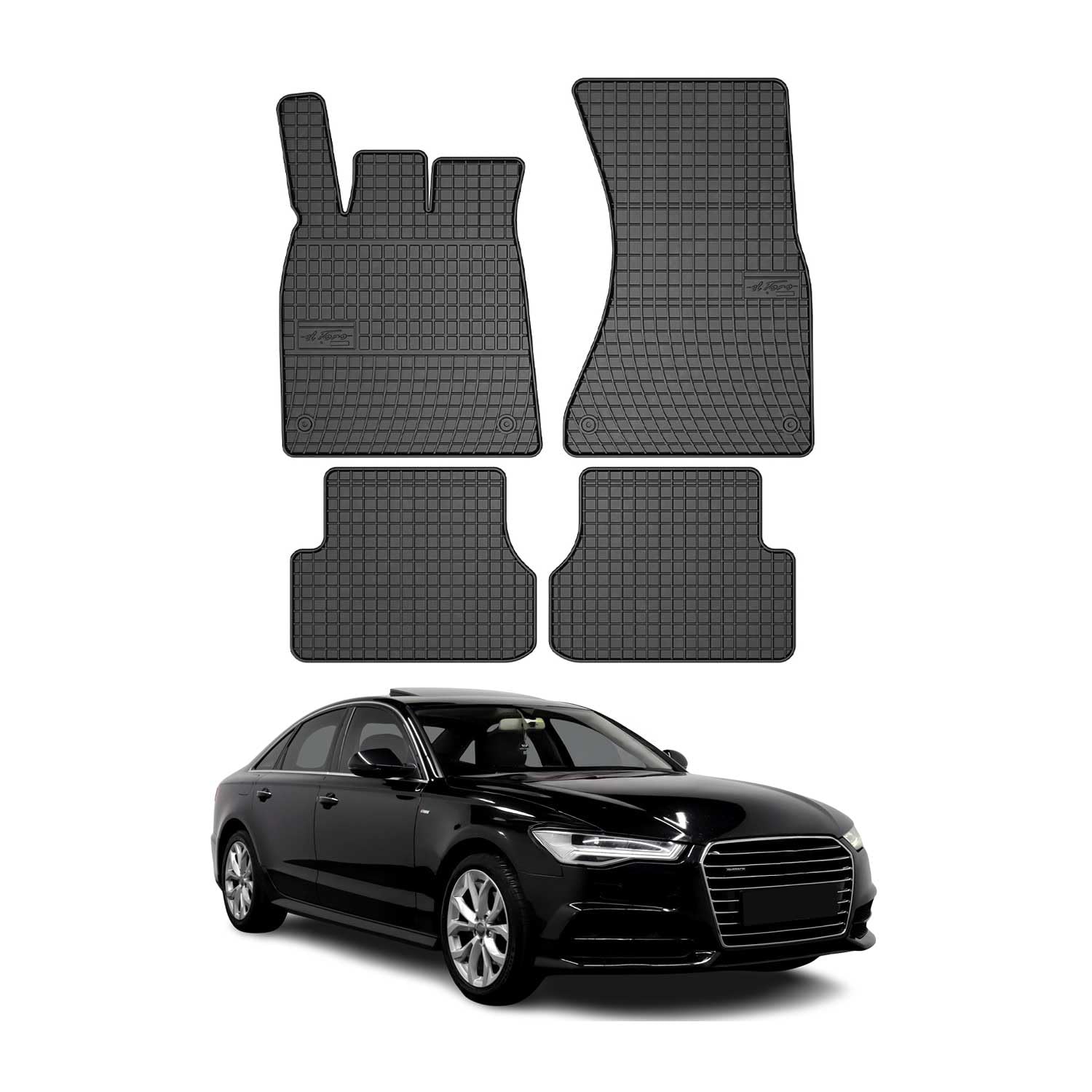 OMAC Fußmatten für Audi A6 C7 2011-2018 Gummi 4tlg Schwarz