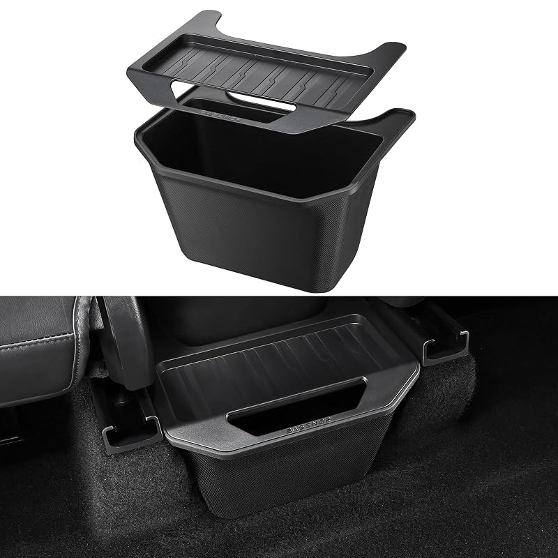BASENOR Organizador de Console Traseiro com Lixeira para Tesla Model Y 2020–2024, Tampa Antiderrapante e Instalação com Velcro