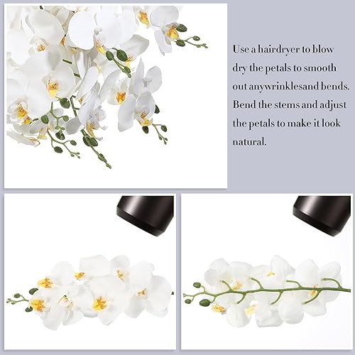 Miniatura 5 de Zeyune 12 flores artificiales Phalaenopsis de 32 pulgadas, orquídeas naturales de flores grandes, 7 flores, flores falsas de Phalaenopsis, plantas