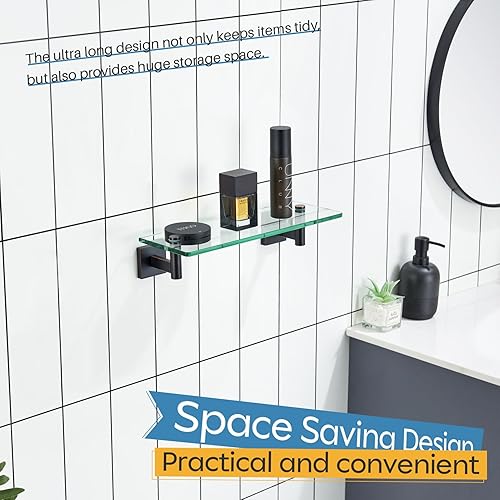 Miniatura 65 de KOKOSIRI Estante flotante para baño, estantes de montaje en pared de 16 pulgadas para dormitorio, sala de estar, cocina, estante colgante pequeño de