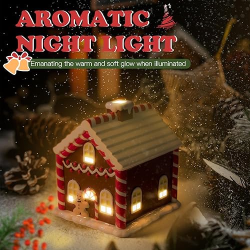 Miniatura 3 de SALKING Calentador de cera de Navidad para derretimiento, casa de jengibre, calentador eléctrico de cera para cera perfumada, decoración navideña,