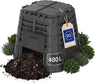 Thermokomposter 480L Komposter Garten Schnellkomposter | Für schnelles Kompostieren von Rasenschnitt, Laub, Küchenabfällen – natürlicher Kompost als Dünger im eigenen Garten