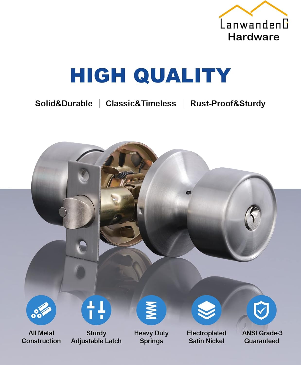 2 Sets Keyed Alike Entry Door Knobs and Single Cylinder Deadbolt Lock Combo Set Security for Entrance and Front Door , All Keyed Same Door Lock with Classic Satin Nickel Finish