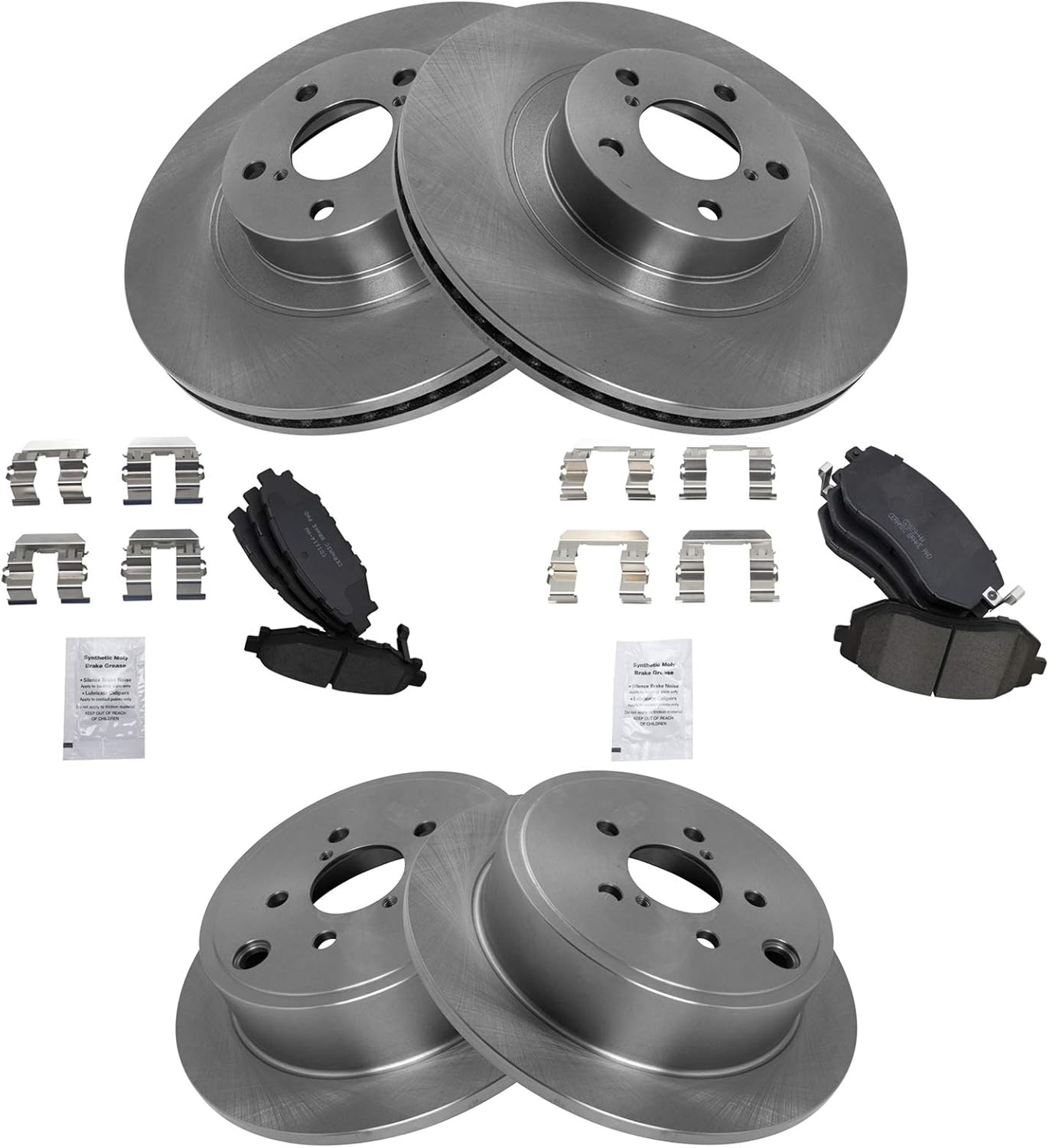 TRQ Front and Rear Brake Pad and Rotor Set Ceramic Vented Rotors Compatible with 2009-2010 Subaru Forester 2008-2010 Impreza 2010-2012 Legacy Outback