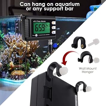 2 in1 pH Temperature Meter, Aquarium Thermometer pH Monitor with BNC Probe