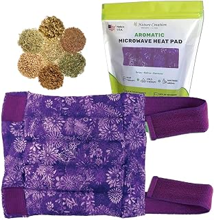 Nature Creation Microwave Heating Pad for Knee - Microwaveable Herbal Heating Pad for Knee & Elbow - Herbal Hot & Cold Therapy Pack - Portable Heating Pad with 2 Elastic Straps, Purple Flowers 1 Pack