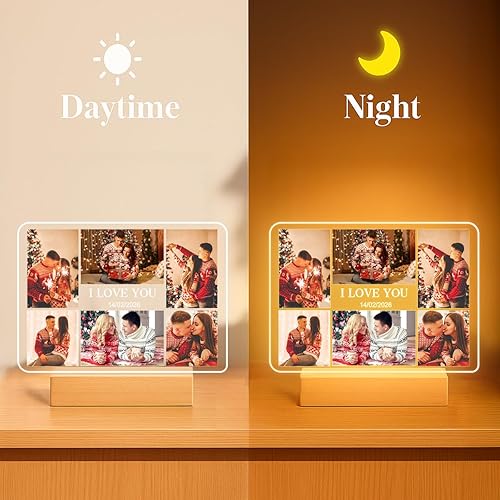 Miniatura 3 de BBPOD Marco de fotos personalizado con luz nocturna, marco de fotos personalizado con foto, placa acrílica, regalo para parejas, regalo de