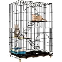 Cat Cage, Cat Playpen, Critter Nation Cage 360 Rotating Casters, Indoor Pet Enclosures DIY Playpen, for 1-2 Pet, Small Animals Black 3 Tiers