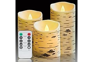 Birch Bark Flameless Candles - Rustic Log Cabin Decor Essential