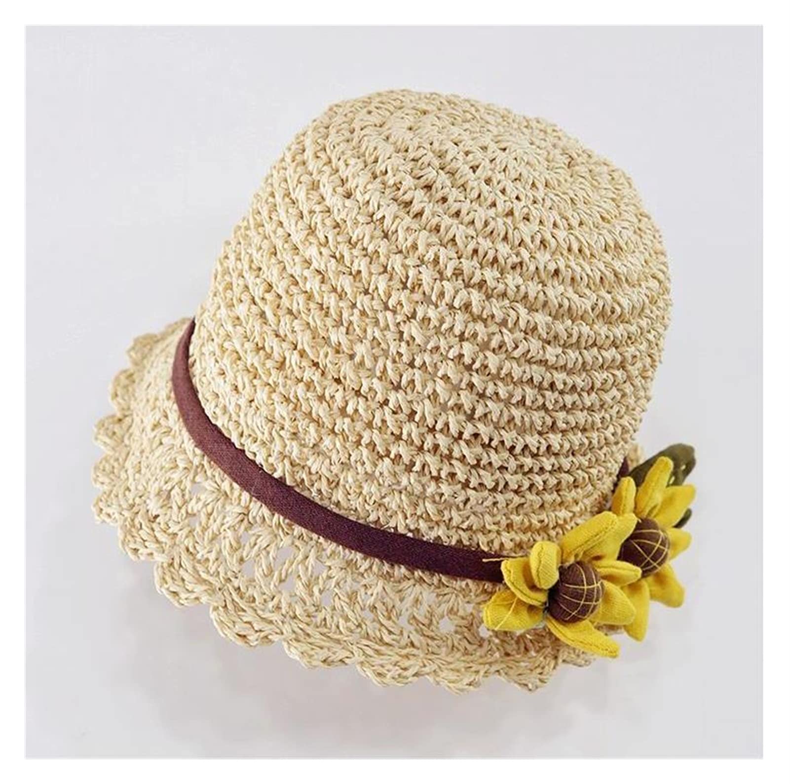 Sombrero de Verano para niños, Sombrero de Paja para niñas, Sombrero de Verano Fino y Transpirable para el Sol, Sombrero para el Sol, Playa, Princesa, Viento, bebé (1 M 2 6Y)