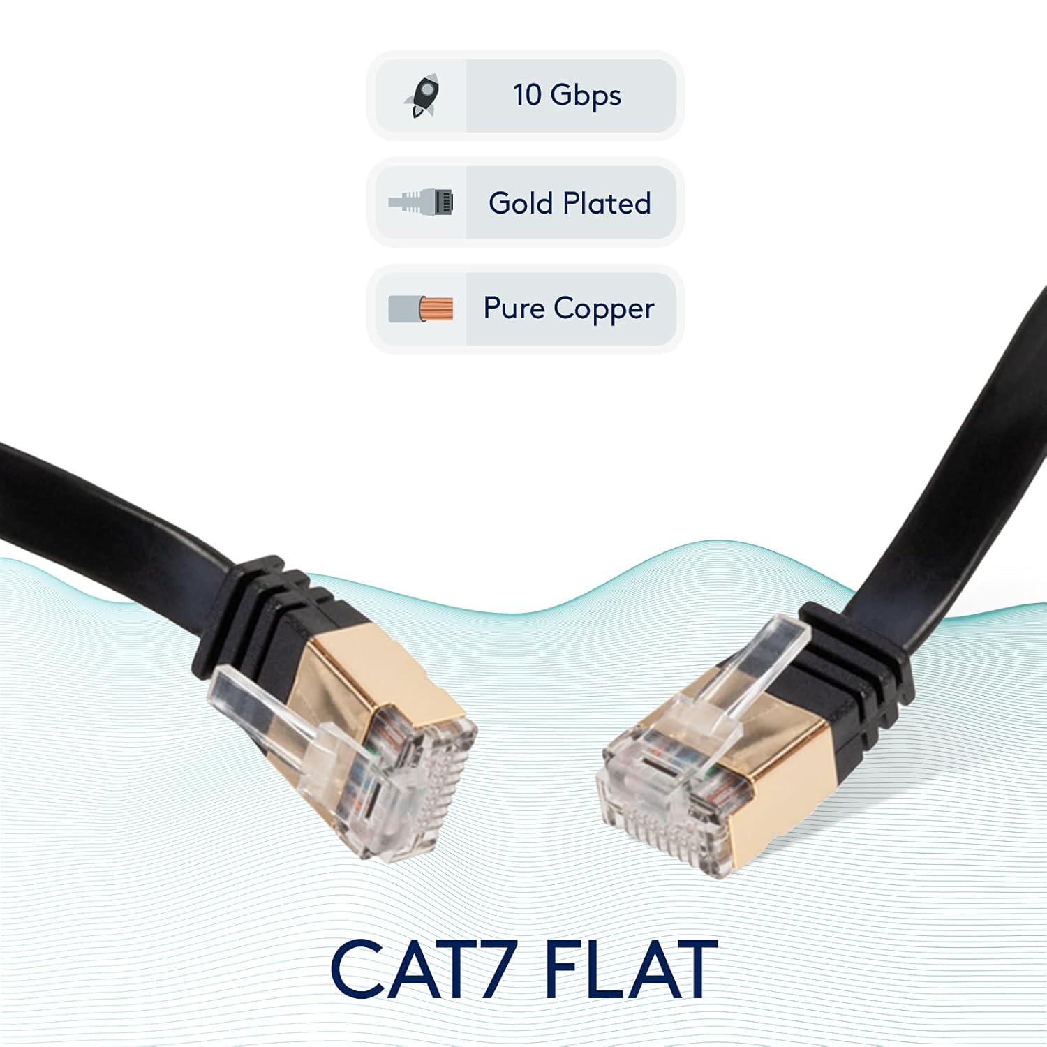 GESS Technologies Cat 7 Flat Ethernet Cable 5 Pack Blue 6ft 10Gbps High Speed Performance Snagless Network LAN UTP 600MHZ Patch Cord Internet RJ45 Internet Cable - 6 Feet