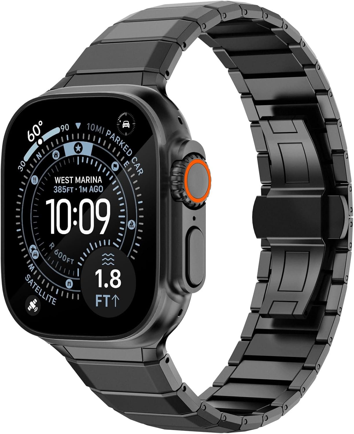 NewWays Stainless Steel Band Compatible with Apple Watch Ultra 3 2 1 49mm Series 11 10 46mm Series 9 8 7 45mm 44mm SE 6 5 4, Rugged iwatch Link Bracelet for men