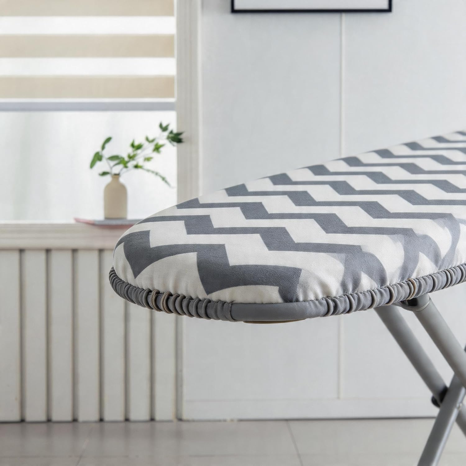 Ironing Board Cover with Elastic Cord, Cotton, Chevron Pattern, Heat-Resistant, Machine Washable, 58x19 Inch