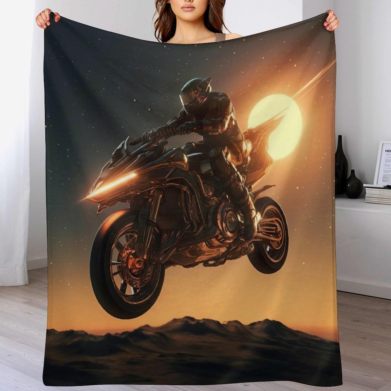 Manta de moto de franela gruesa, textil térmico con imágenes 3D (130x180)
