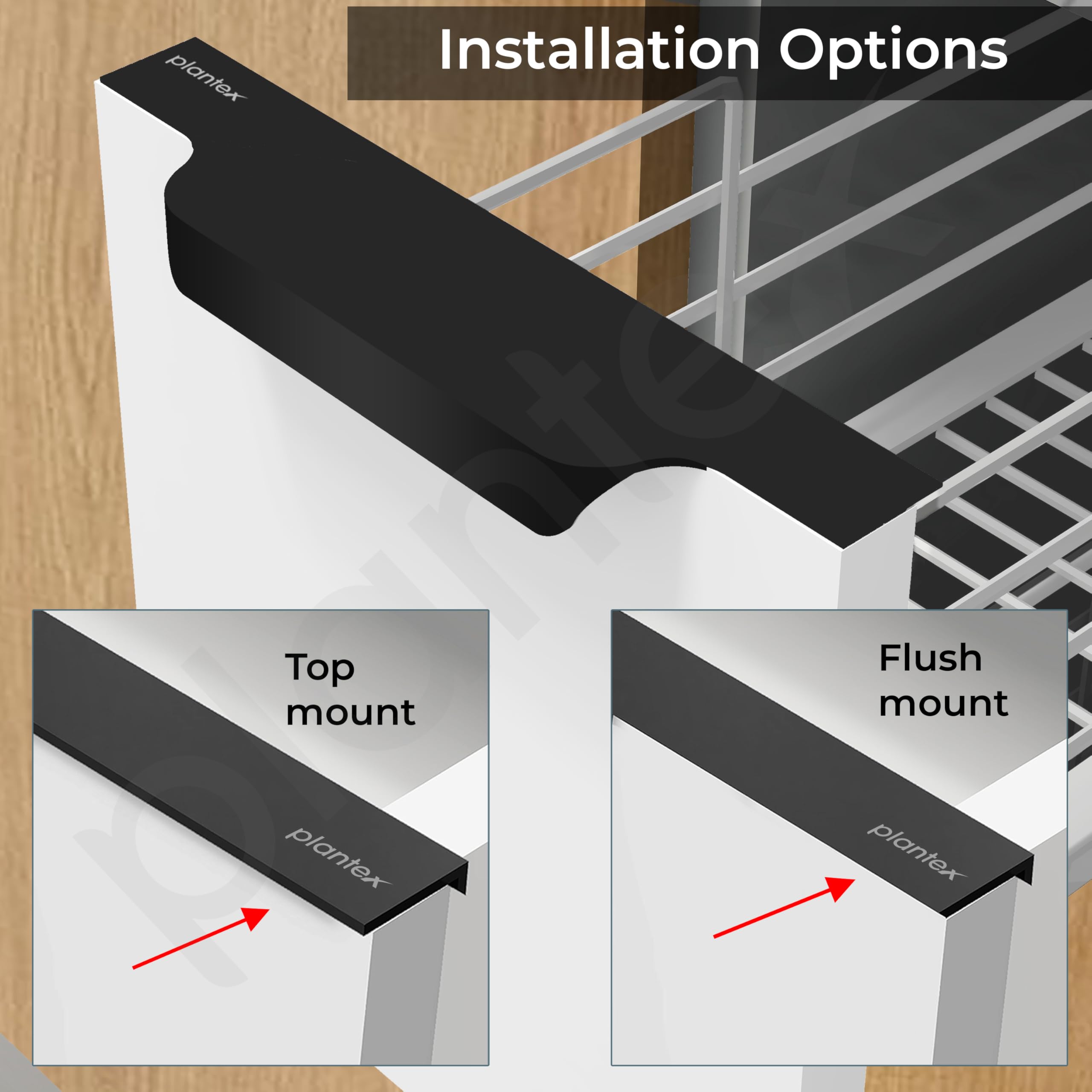 Plantex Profile Handle for Kitchen Cabinet/8 Inch Aluminium Drawer Profile Handle/Wardrobe Pull Handle for Home/Office/Hotel - Pack of 5 (Black) — Amazon image 4