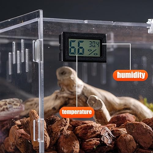 Miniatura 4 de Tanque de terrario de reptiles con pestillo de bloqueo (14 x 8 x 6 pulgadas), caja de alimentación de reptiles de acrílico para reptiles pequeños en