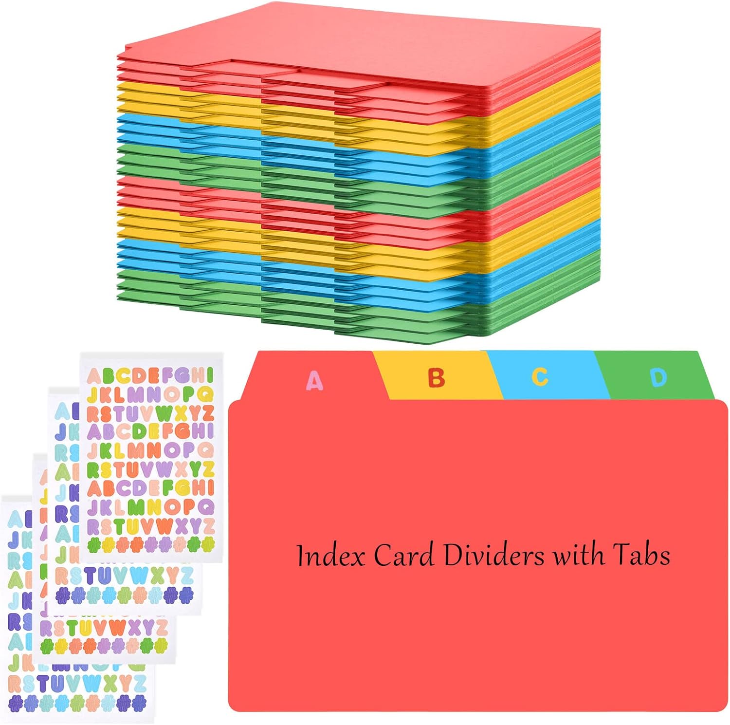 192 Pieces 5x8 Index Card Dividers with Tabs Blank Index