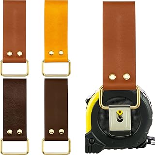 4 Pieces Leather Belt Clip Tape Measure Clip Measuring Tape Clip Tool Belt Tape Measure Holder Drill Impact Tool Holster Tool Belt With Loops for Tape Measure, Drills, Clipped Tools