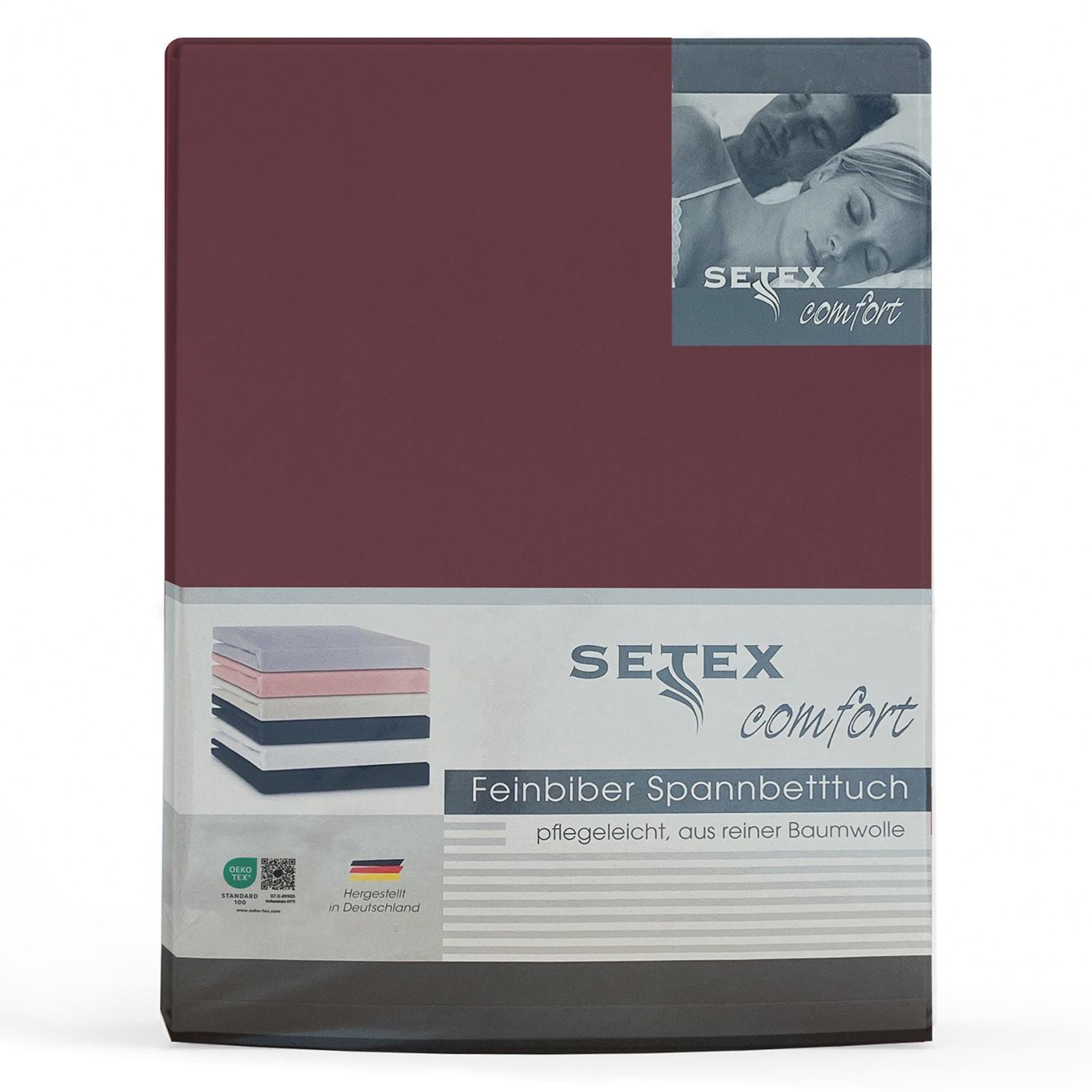 Setex - Feinbiber Bettlaken mit Gummizug kuschelig weich - Biber Spannbettlaken aus 100% Baumwolle mit rundum Spanngummi - Bettwäsche ganzjährig - Betttuch 180x200 cm Bordeaux
