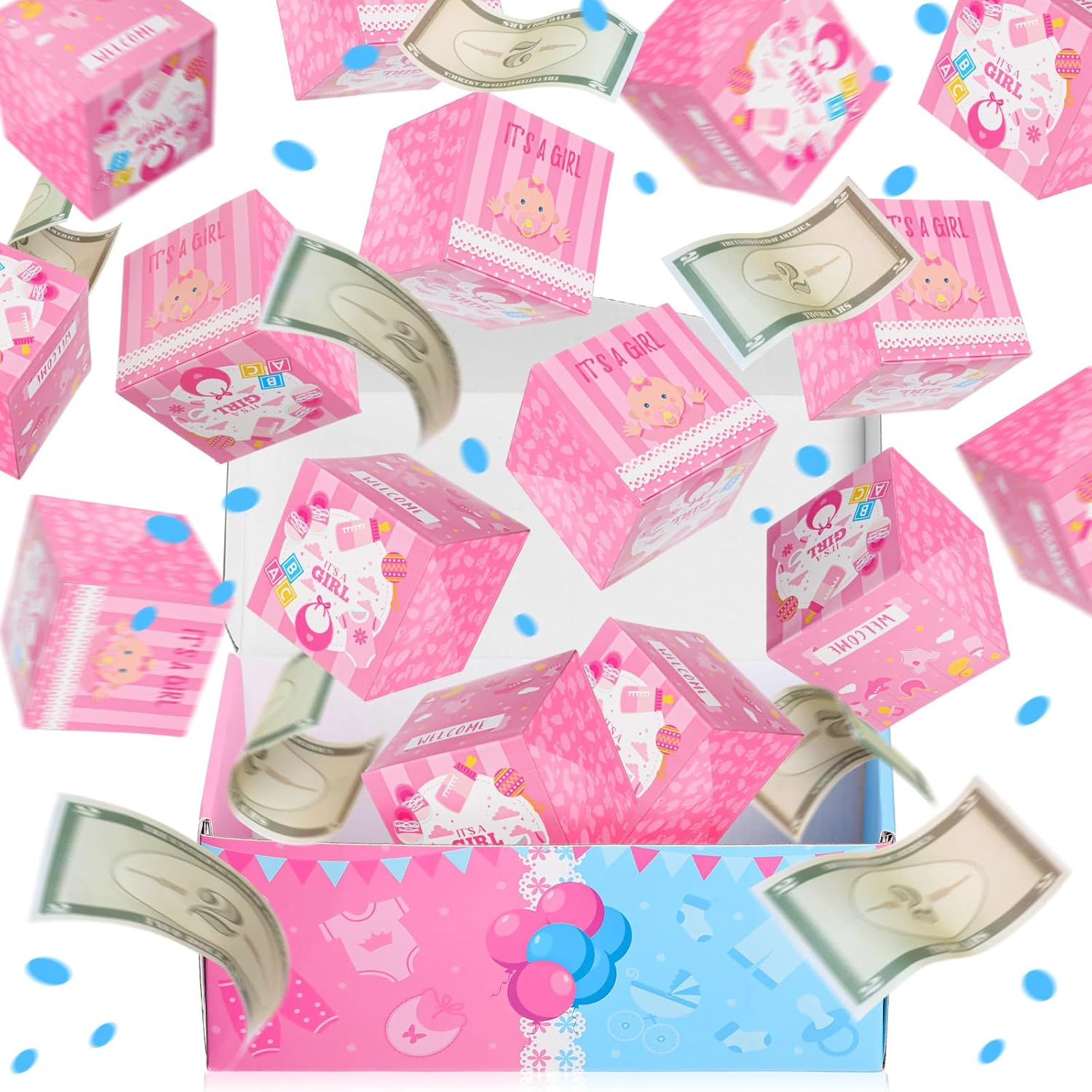 Tenceur 14 Pcs Gender Reveal Exploding Gift Box Boy or Girl