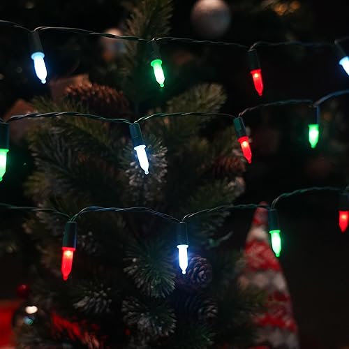 Miniatura 6 de Guirnalda de luces de Navidad con temporizador integrado, 2 paquetes de 50 luces LED de 17 pies de mini batería para exteriores, interiores, patio,