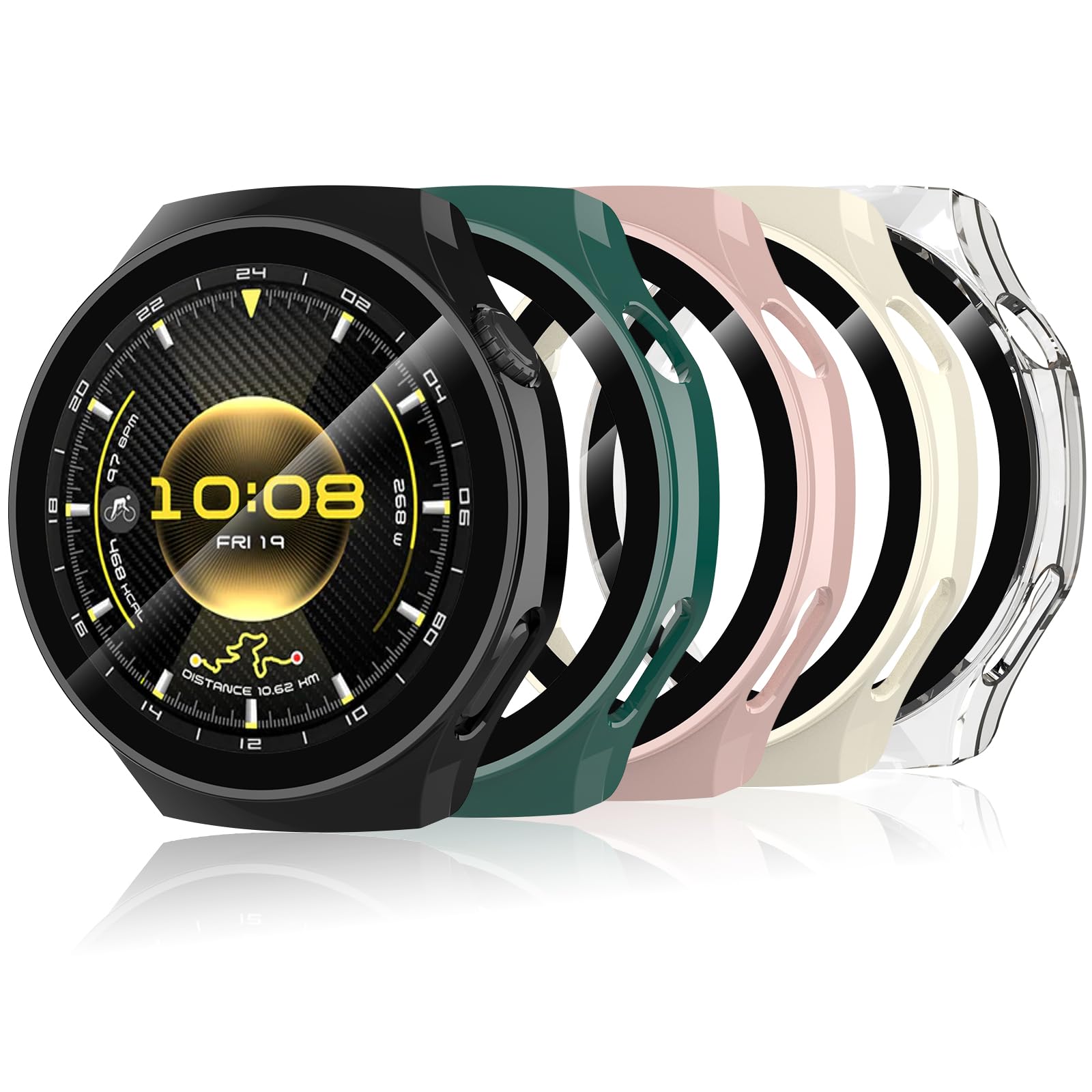 Hianjoo 5 Pieces Case with Tempered Screen Protector Compatible with Huawei Watch GT 6 Pro 47mm, PC Cover Hard Case Compatible with Watch GT6 Pro 47mm [Full Protection] [Anti-Scratch]