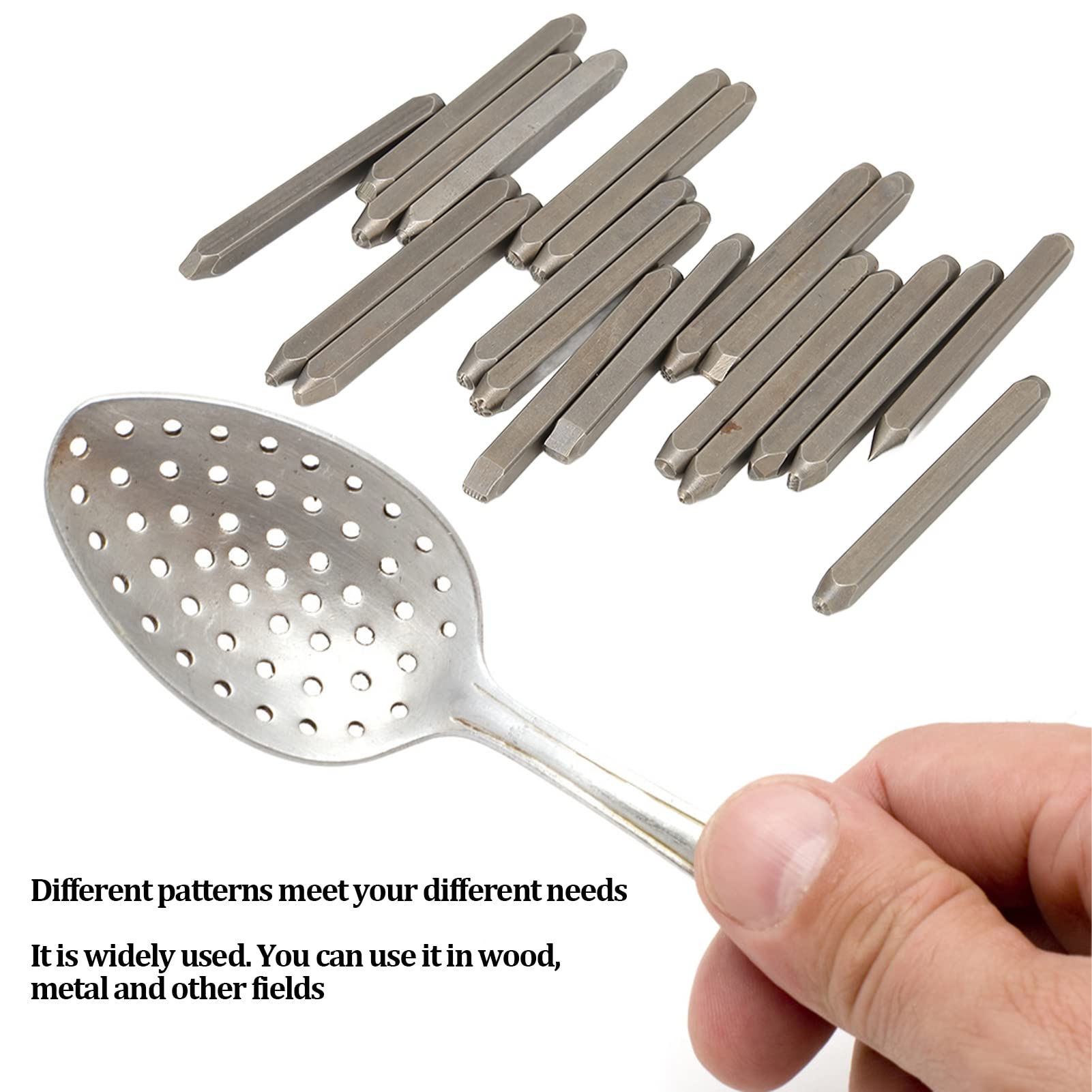 Jenngaoo Kit de Estampado de Metal 20 Piezas para Joyería, Herramientas, Metal, Madera - Punzones Grabado de Sellos en Plástico y Cuero | Herramienta Profesional de Marcado