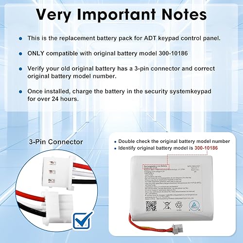 Miniatura 4 de rapthor Batería de repuesto 7950mAh 300-10186 para panel de seguridad inteligente ADT Command 3.6V / 3.7V / 4.2V 29.42Wh