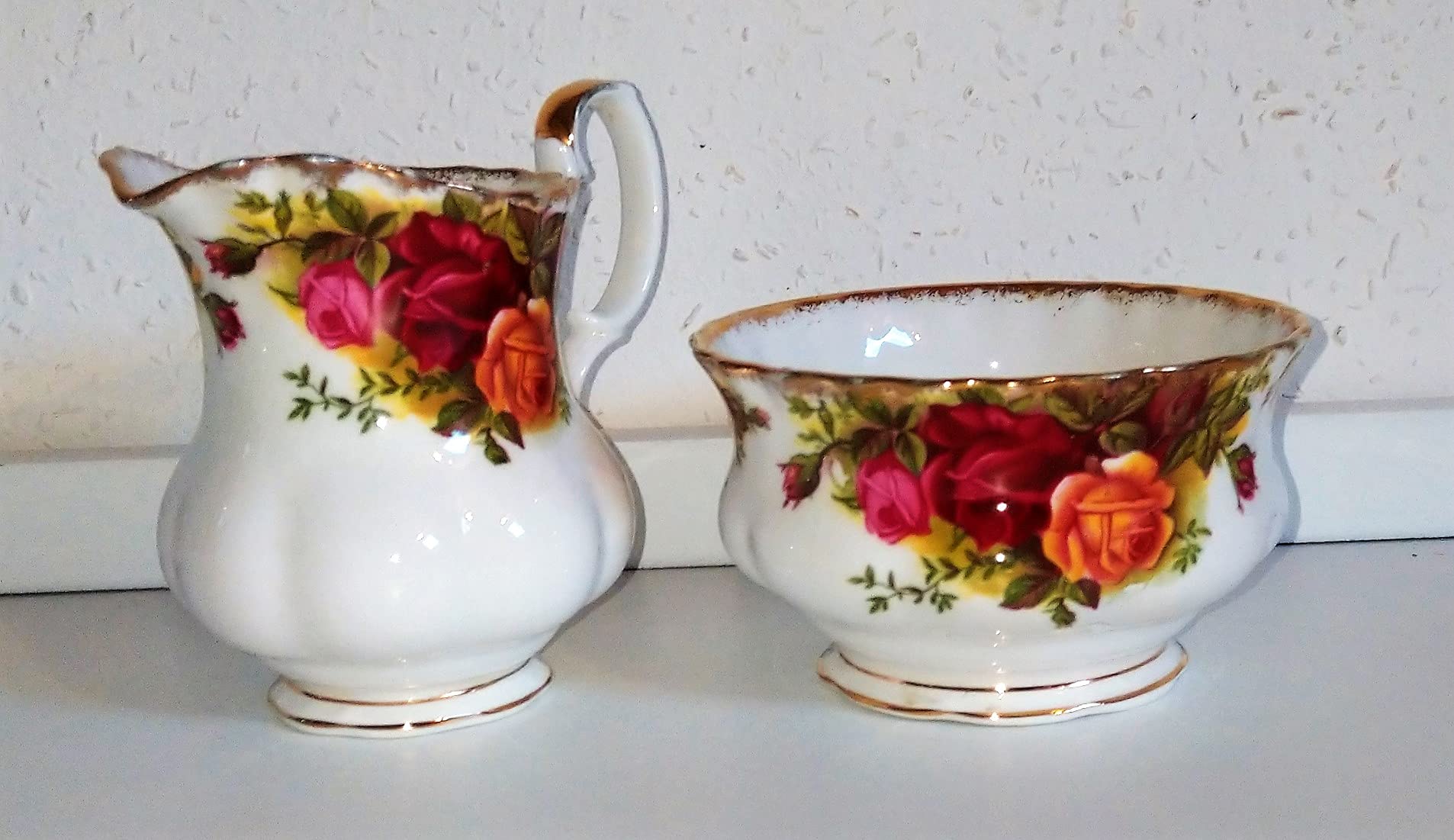 Rofu/Milchkännchen und Zuckerdose/Original/Old Country Rose/Knochenporzellan/Pink/Klassisch/Pitcher/Kaffeeservice