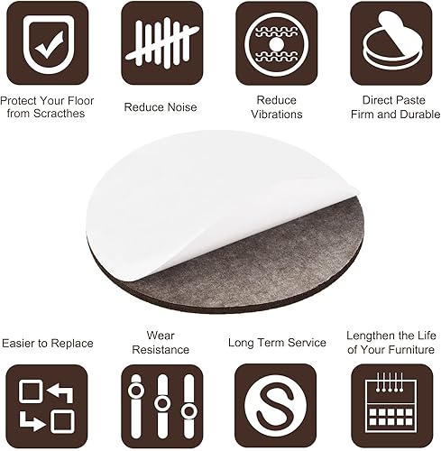 Miniatura 4 de uxcell Almohadillas de fieltro para muebles, 5.906 in de diámetro autoadhesivas, antideslizantes, antiarañazos, redondas, almohadillas de fieltro
