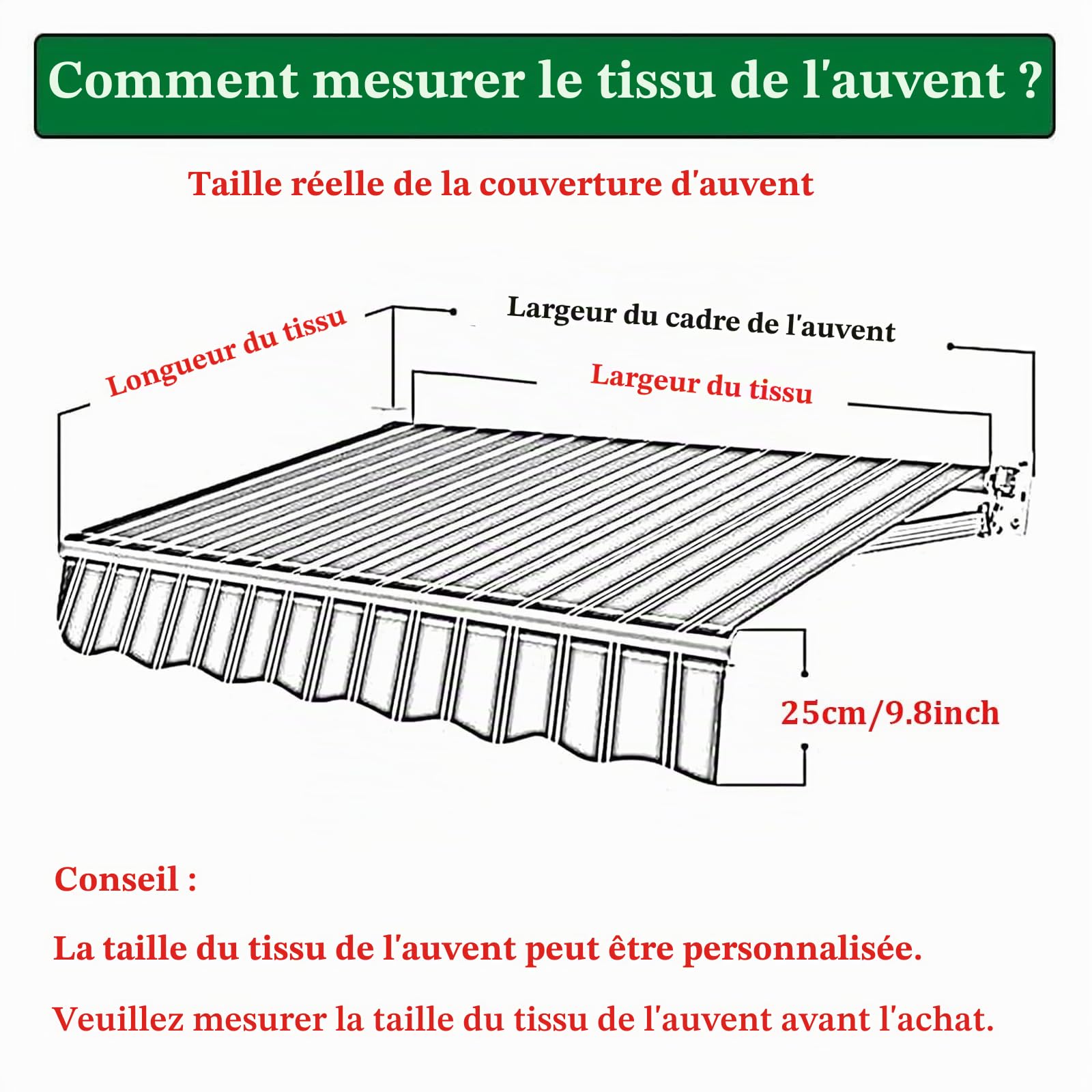Store banne rétractable Manuel en Tissu pour terrasse, Pare-Soleil d'extérieur, Protection UV, imperméable, pour terrasse et Cour (Dimensions : 4 x 2 m, Couleur : Gris foncé)