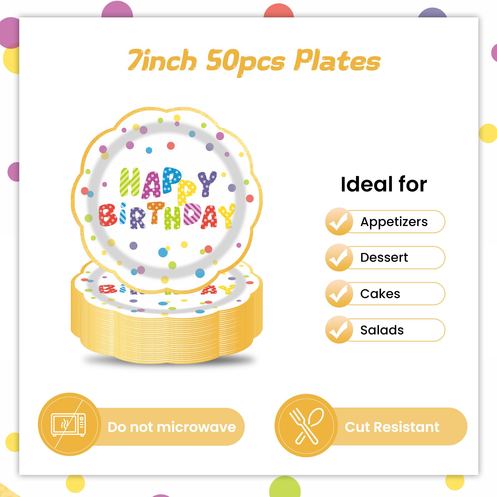 Lot De 50 Assiettes En Carton Irisées De 17,8 Cm - Assiettes à Dessert