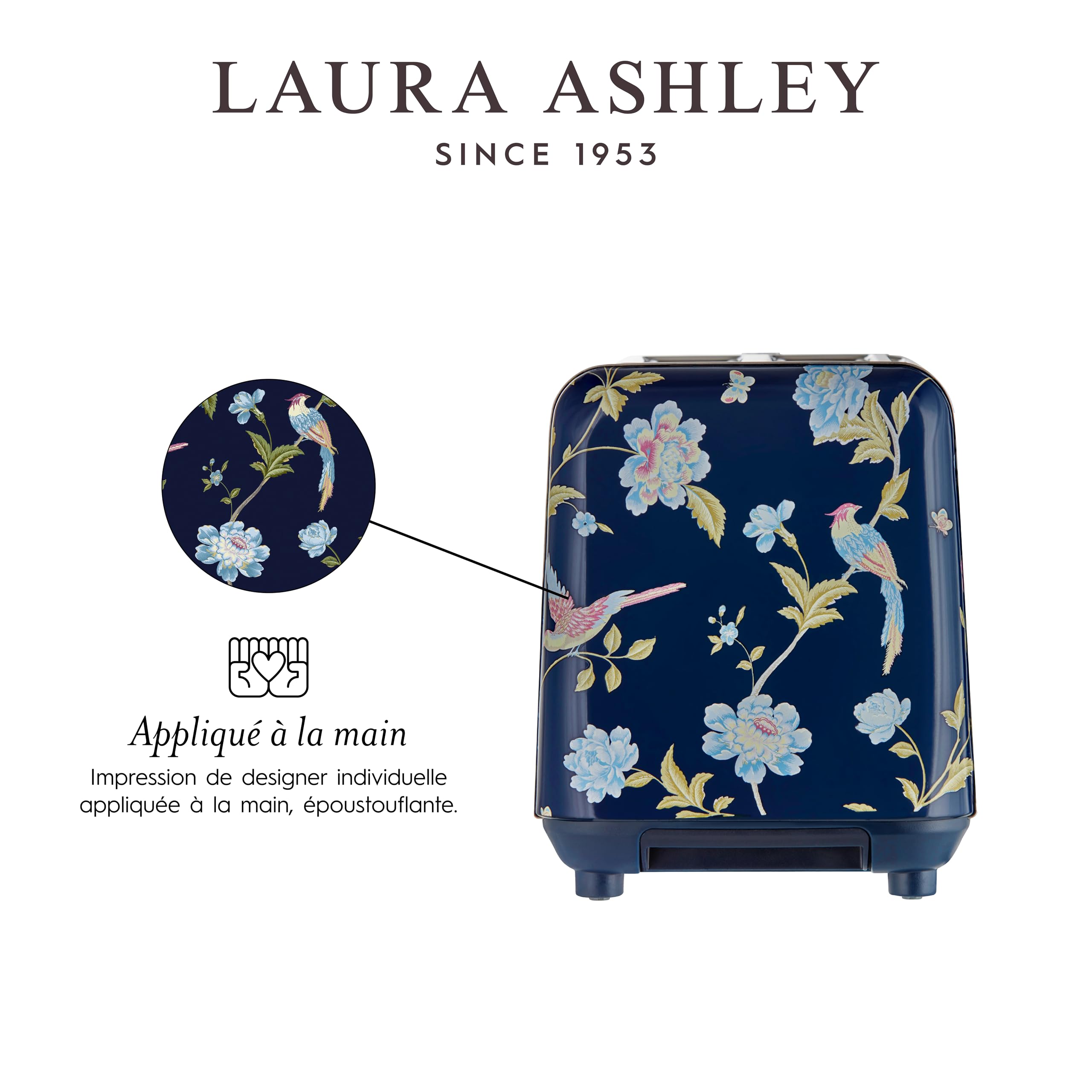 Laura Ashley Ensembles Bouilloire et Grille-Pain par VQ – Bouilloire Electrique 1,7 L à Ébullition Rapide et Grille-Pain 2 Tranches avec Fonctions Décongélation et Réchauffage – Elveden Bleu