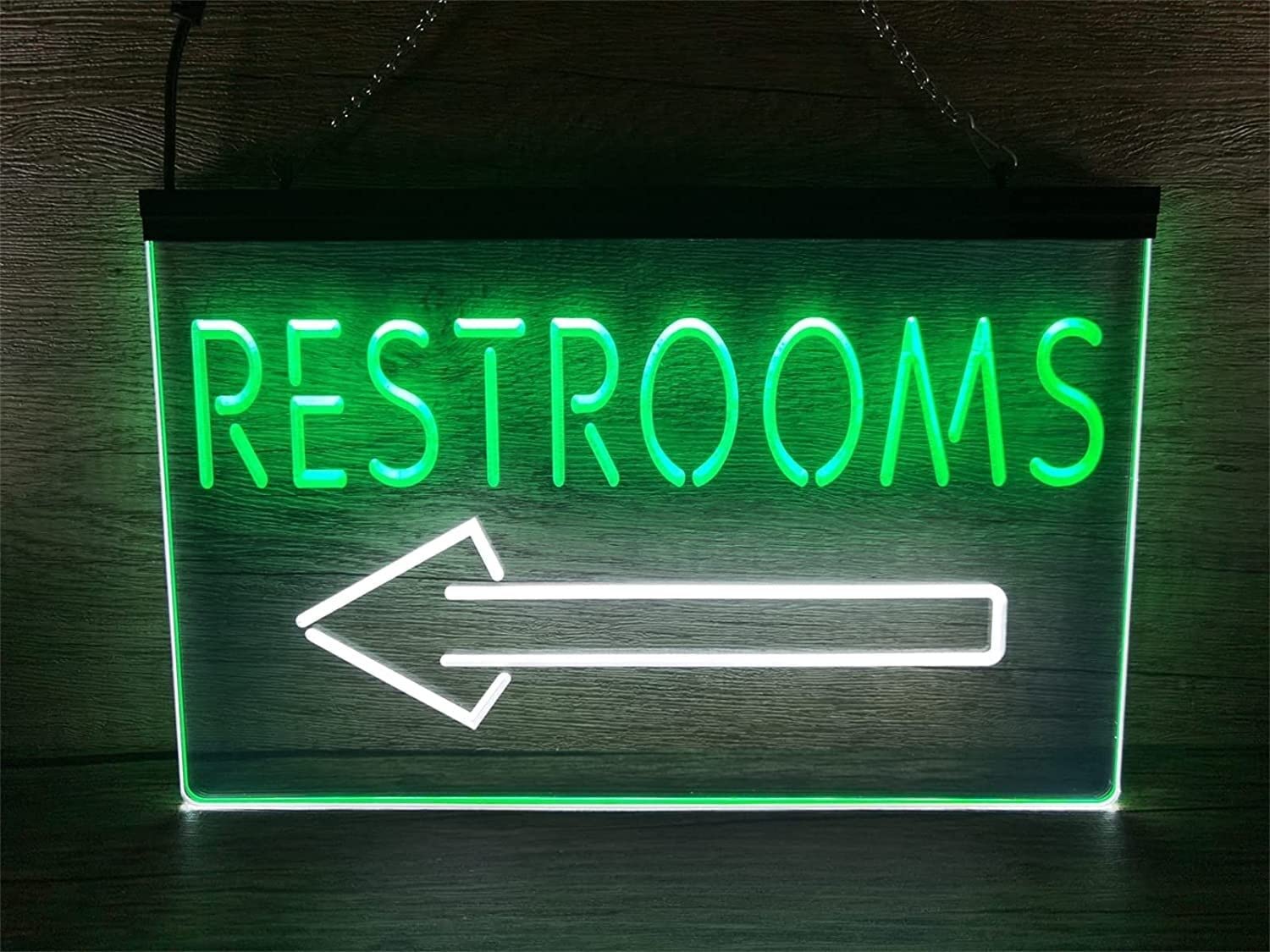 LNNW Neonowe światła LED Neon LED, toaleta Lewa strzałka Neony do dekoracji ścian toalety WC Świecący znak Dla Hotel Pub Kawiarnia Pokój rekreacyjny Ściana(40x30cm)