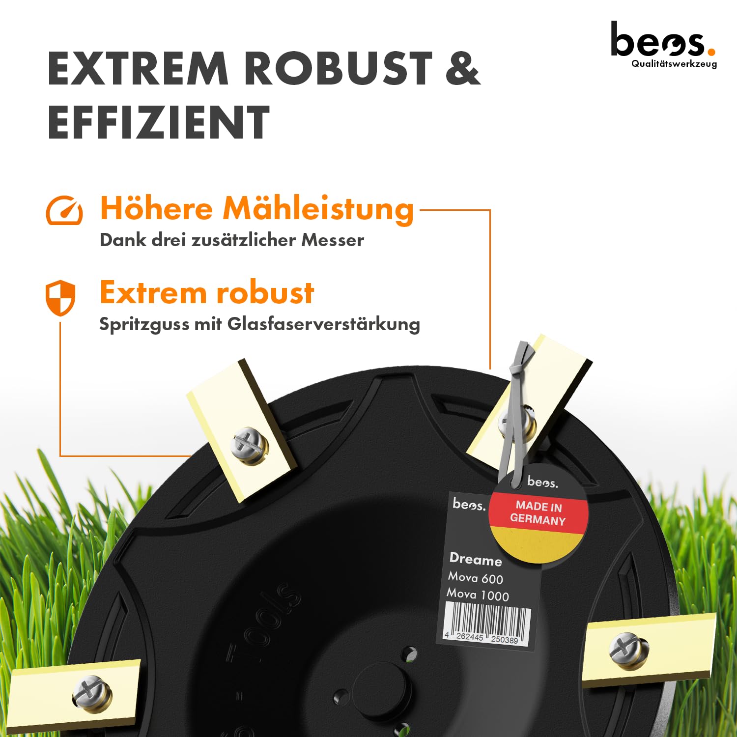 BEOS Premium Mähroboter Tuning - Für Dreame Mova, LiDAX & ViAX - Messerteller für 6X Klingen - glasfaserverstärkte Messerscheibe - Ø 170 mm - Made in Germany