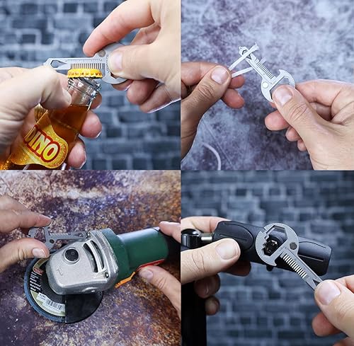 Miniatura 5 de Toolkey - Herramienta multiherramienta 15 en 1 ultra fina y ligera para llavero y mosquetón, acero inoxidable, color plateado