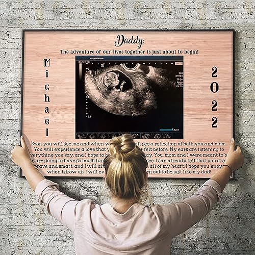 Miniatura 4 de Póster de lienzo personalizado para el primer día del padre, regalo de Baby Bump, Dad To Be Gift Anuncio de embarazo Marido Nuevo Papá Regalo Bebé