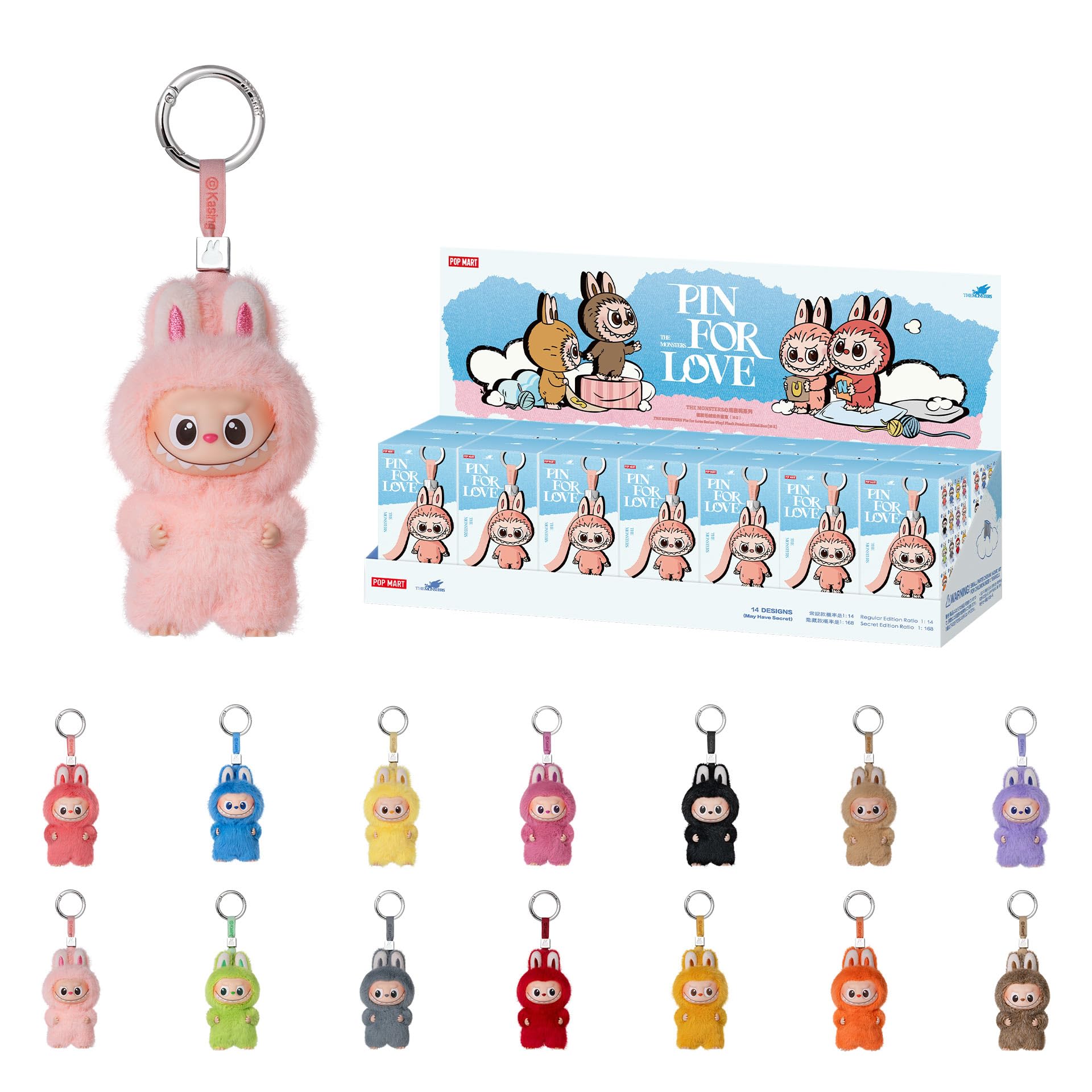 POP MART THE Monster Pin for Love Series (A–M) Mini Labubu Doll Blind Box Keychain – Vinyl Plush Pendant, Bag Charms, Collectible Holiday & Birthday Gift for Kids & Adults, Single Box: (N-z) Whole Set