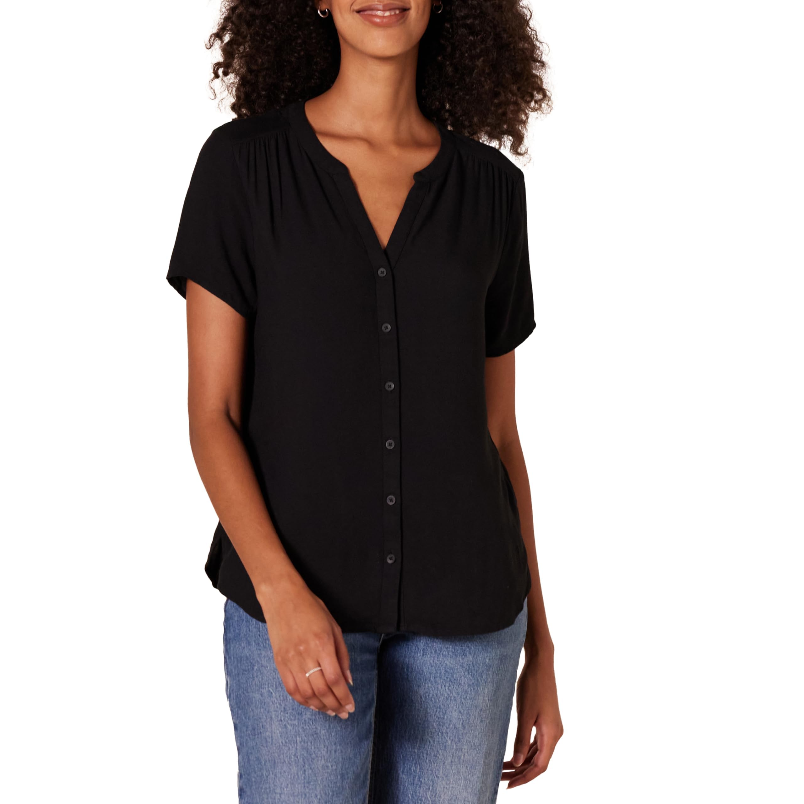Amazon Essentials Blusa Tejida de Manga Corta y Corte Holgado Mujer L Negro